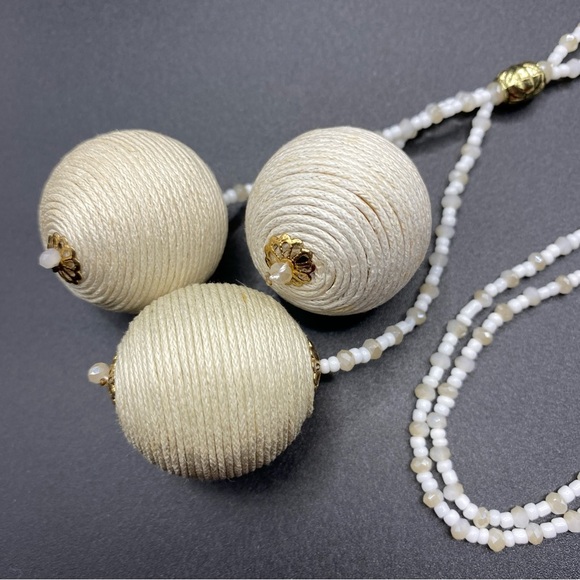 Boho Seed Bead Long Chunky Natural Seisal Balls Necklace - Picture 7 of 8